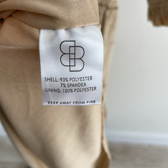 Baltic Born Gold Velvet Lined Stretchy Square Neck Puff Sleeve Maxi Dress Sz M - Picture 5 of 5